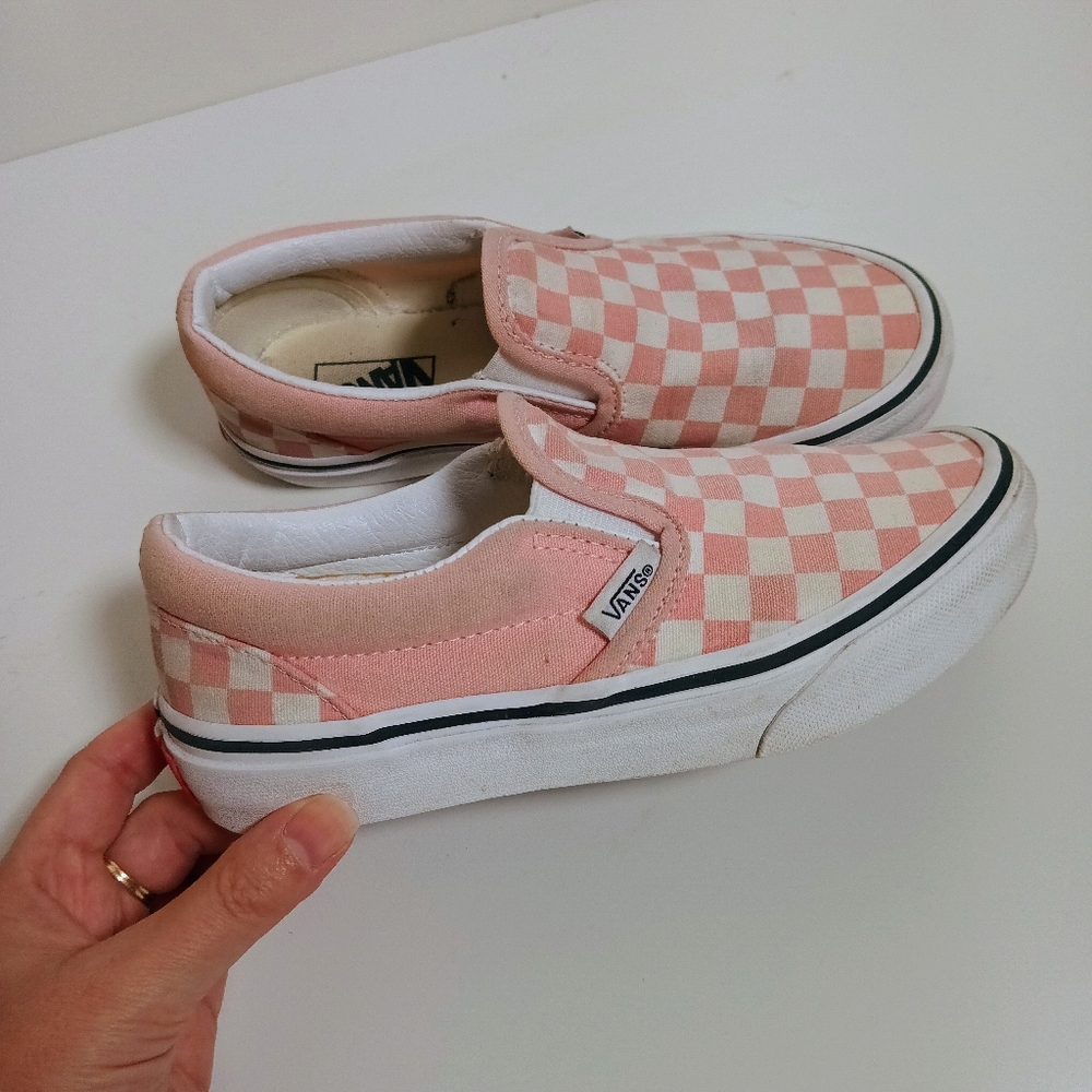 Vans Little Kids Classic Slip-On Checkerboard Shoe Pink White - Picture 5 of 10